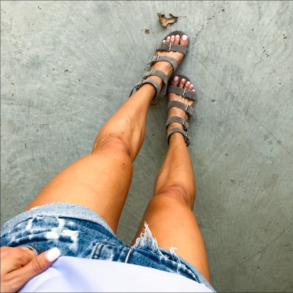 Grey suede sandal